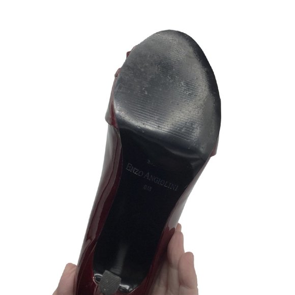 Enzo Angiolini Red Peep Toe Pump w/Ruffle 8M - Picture 5 of 5